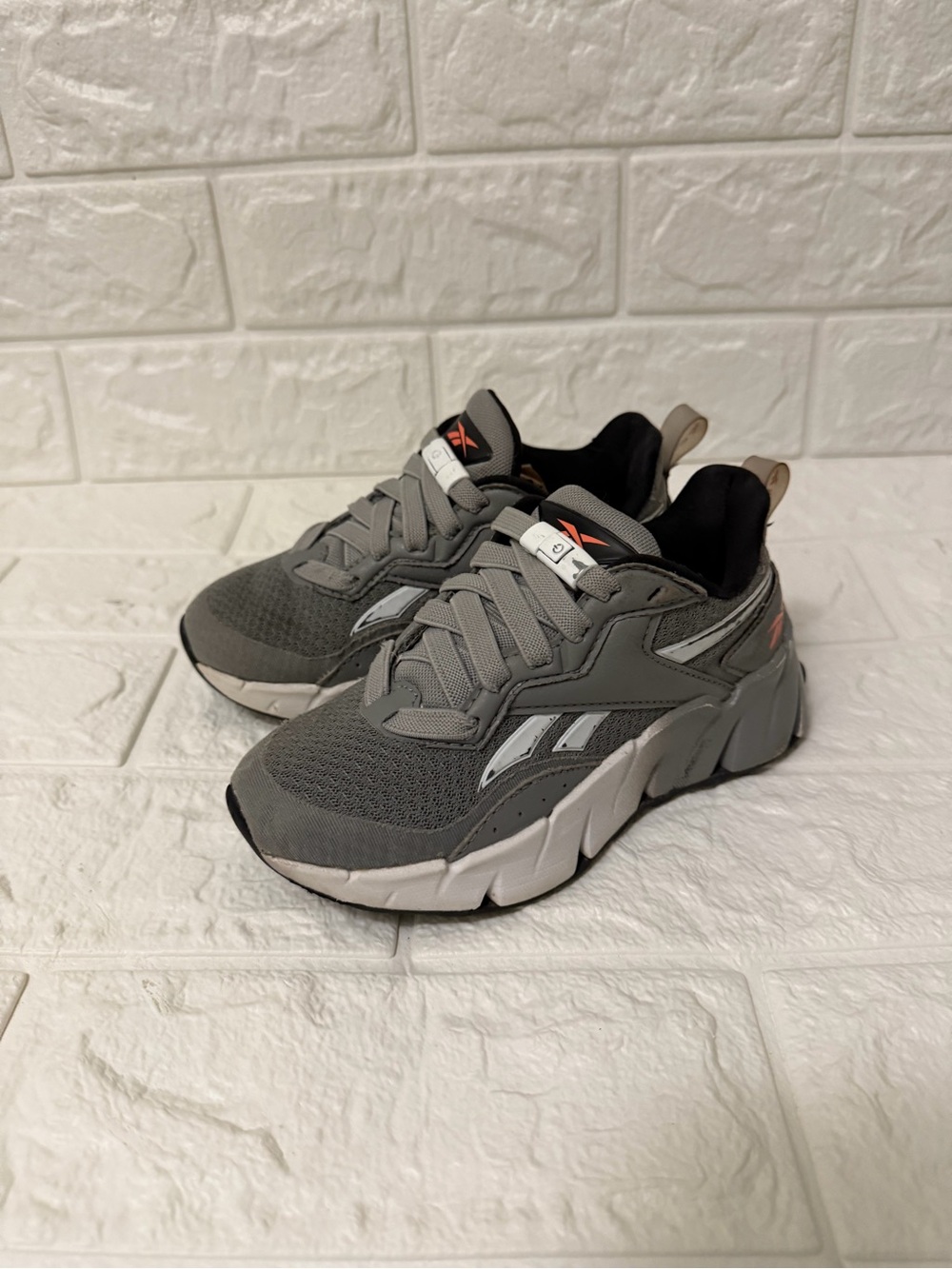 Reebok Kids Gray and White Chunky Mesh Sneakers